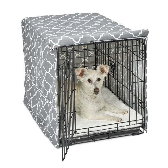 New World Dog Crate Cover Featuring Teflon Fabric Protector, Dog Crate Cover Fits New World and Midwest 76.2cm Long Dog Crates, Light Gray Designer Pattern, BCVR-30GYT