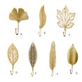 thumbnail image 3 of Exquisito Gancho de oro de la capa, Gancho de hoja decorativo, resistente para la organización de la habitación Feliz Sencillez, 3 of 5