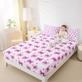 thumbnail image 4 of jejeloiu Purple Bow Ribbon Twin Sheet Sets,Cartoon Loves Pattern Twin Fitted Sheet,Kawaii Bowtie Bowknot Flat Sheet For Girl,Microfiber Bedroom Decor,3-Piece, 4 of 7