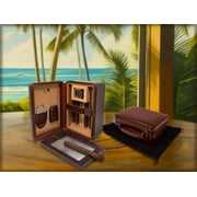 Prestige Import Group Manhattan XL Travel Cigar Humidor Case Set (Hygrometer, Ashtry, Cutter, Lighter, Humidifier) - Brown