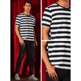 thumbnail image 5 of DARING DIVA Men's Striped Short Sleeve Crew Neck Casual Stripes T Shirt S Black White, 5 of 6