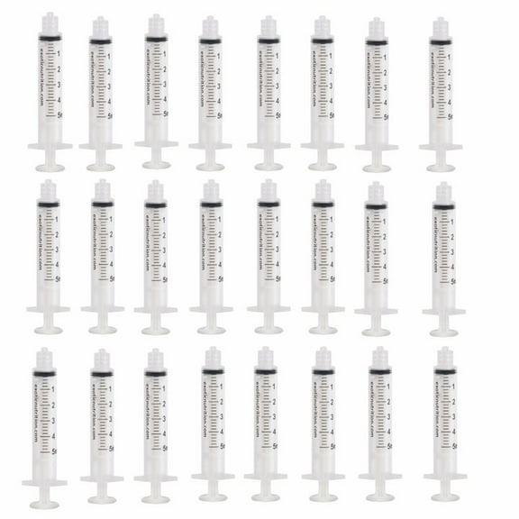 5 ml Luer Tip - 24 Pack - Silicone Syringes for Handfeeding Animals, and More