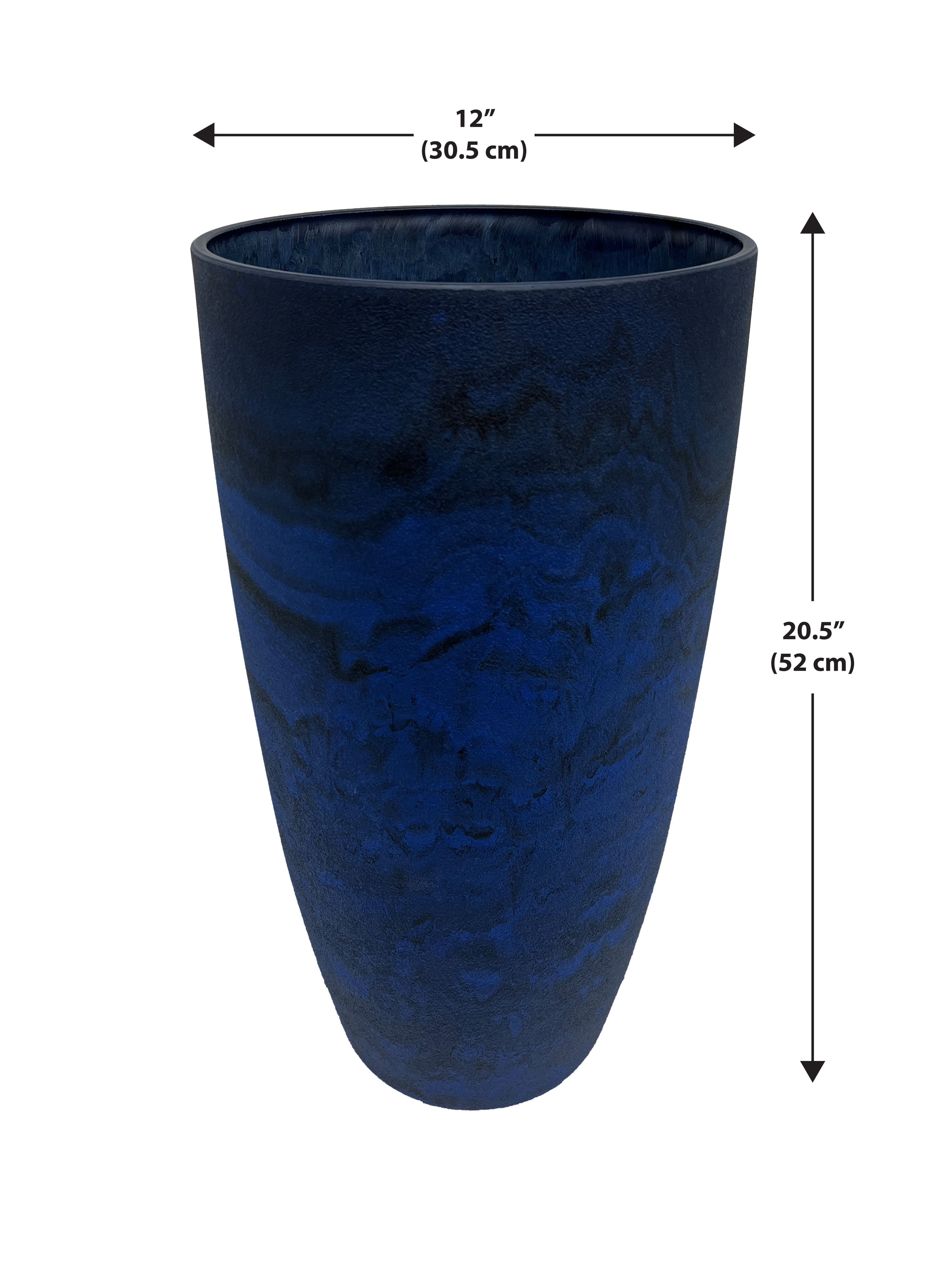 Acerra Curved Vase Planter, 11.5" x 20"H, Blue