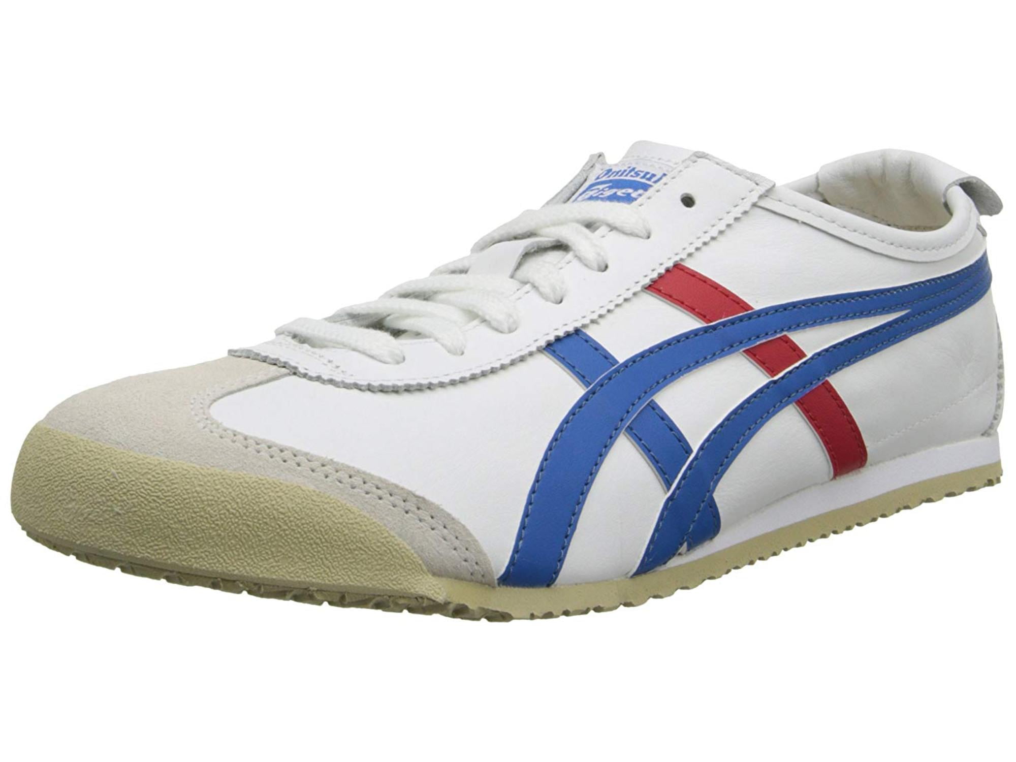Onitsuka Tiger Womens Mexico 66 Leather Low Top Lace, White/Red/Blue