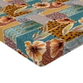 thumbnail image 4 of Ambesonne Autumn Fitted Sheet, Watercolor Dahlia Pattern, King Size, Pale Blue Grey and Orange, 4 of 5