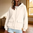 thumbnail image 2 of Zijinkuiwen Women Solid Full Zip Up Hoodie with Dual Flap Pockets Long Sleeve Drop Shoulder Loose Relaxed Fit for Everyday Daily Casual Outfit,3XL, 2 of 4