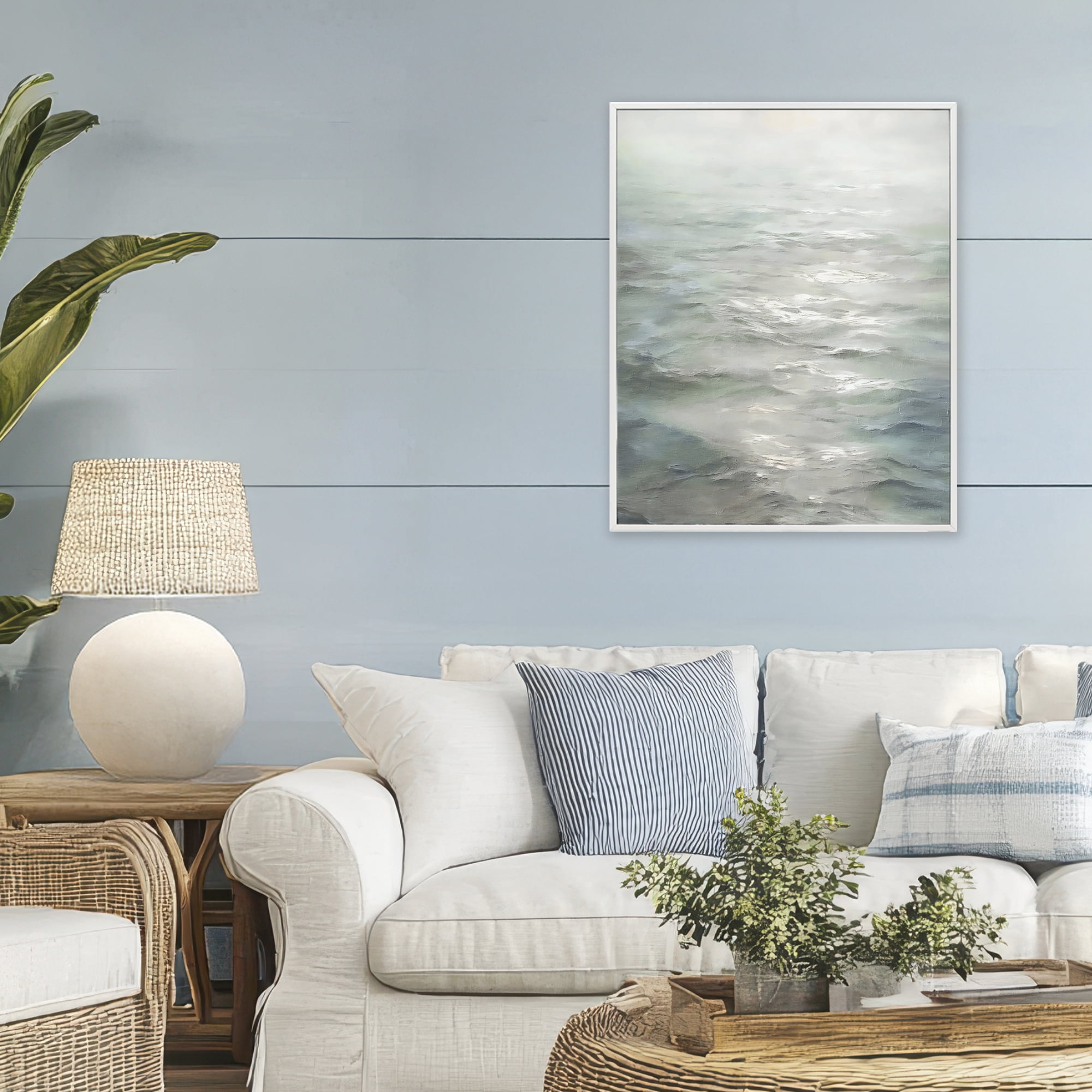 Stupell Industries Shallow Reflections on Sea White Framed Giclee Art, design by Riley B