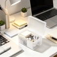 thumbnail image 2 of Small Plastic Storage Box with Lid, Stackable Organizer for Bathroom, Makeup, Office, and Home Supplies, 2 of 6