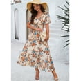 thumbnail image 4 of YNIQUE Women's Casual Dress Deep V-Neck Short Sleeve Chiffon Elegant Long Dresses, 4 of 7