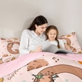 thumbnail image 4 of Erosebridal Brown Capybara Kid Twin Bedding Sets, Initial Q Letter Bedding Comforter Set, Pink Reversible, 7-Piece, 4 of 7