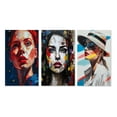 thumbnail image 2 of Designart "Acrylic Portrait of a Woman III" Fashion Woman Wall Art Set Of 3 - White Fashion Woman Canvas Set For Living Room Decor, 2 of 7