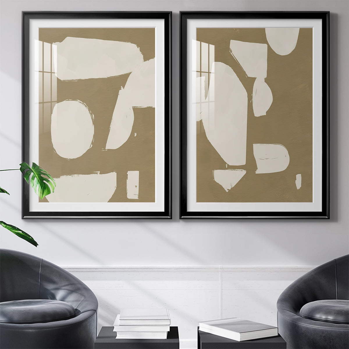 Wexford Home Chunky Abstract I Premium Framed Print, 30.5" x 42.5" - Ready to Hang, Black (Set of 2)