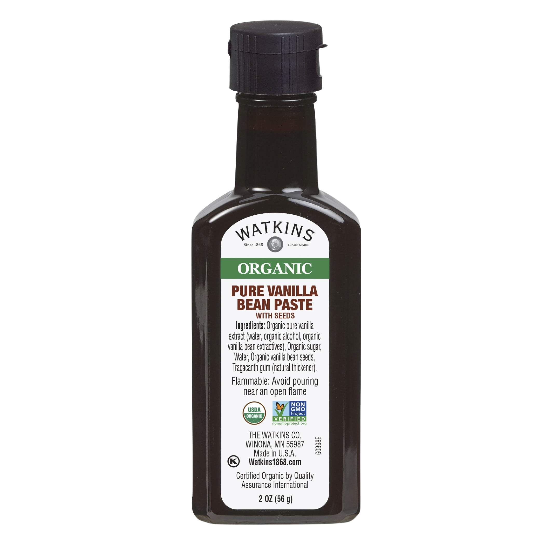 Watkins Organic Pure Vanilla Bean Paste, 2 oz (Plastic Container)