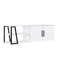 thumbnail image 2 of Manzoni TV Stand for TV 60 inches | 2 Drawers, Open Shelves and Metal Frames | White Finish, 2 of 8