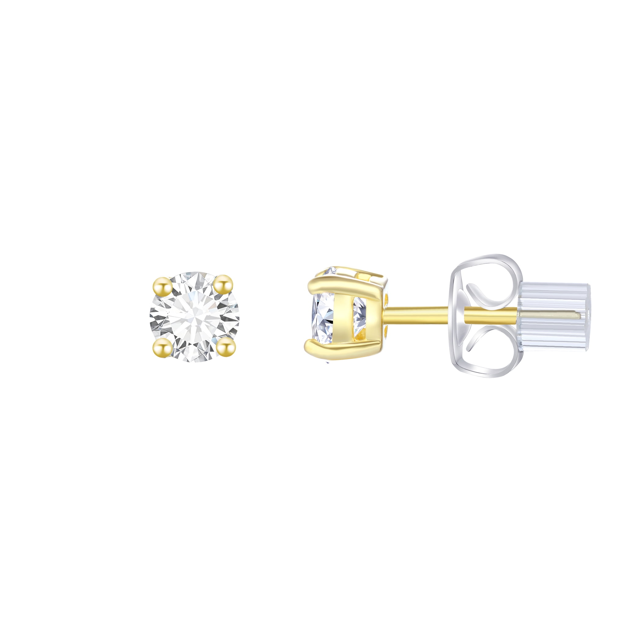 Brilliance Fine Jewelry Women's Simulated Diamond Earring Set with Clicktop Hoop in 14KT Gold Plated Sterling Silver