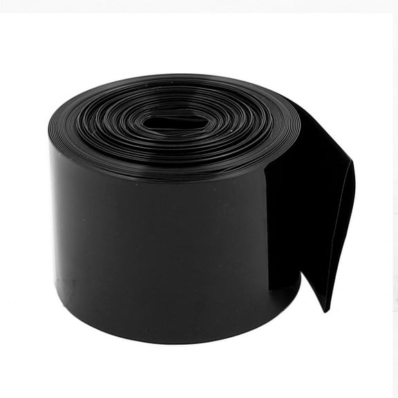 30mm Flat Width 3.2M Length Heat Shrink Tube Black for 18650 Batteries