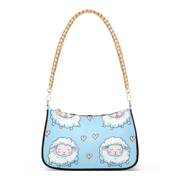 Sheep Cartoon BlueWomen Small Shoulder Bag Crossbody Tote Hobo Bags Purse Clutch Handbags with Chain Strap for Women