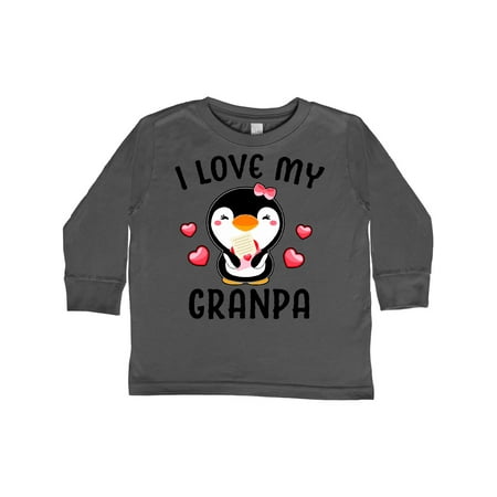

Inktastic I Love My Granpa with Cute Penguin and Hearts Gift Toddler Toddler Girl Long Sleeve T-Shirt