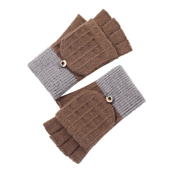IMENGL Gloves for Women Comfy Knitted Thickened and Velvet Screen Cycling Cold Proof Plush Couple's Warm Woolen Soft Women's Work Gloves,Brown
