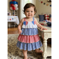 thumbnail image 6 of BemeyourBBs Toddler Baby Girl 4th of July Dress Little Baby Girl Patriot Independence Day Summer Dress Casual Red White Blue Plaid I Love USA Tiered Dress Beach Party Holiday Derss Clothes, 6 of 9