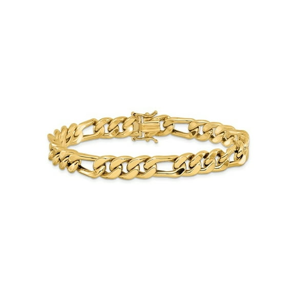 Gem & Harmony Mens 14K Yellow Gold Polished Figaro Link Bracelet (8 inches) for Men