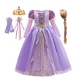 thumbnail image 1 of Disney niños niña Rapunzel princesa vestido niños Cenicienta Ariel carnaval Cosplay disfraz cumpleaños fiesta vestido ropa 4T (etiqueta 120) Gao Jinjia LED, 1 of 2