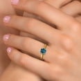 thumbnail image 4 of Gem Stone King 10K Yellow Gold London Blue Topaz Solitaire Engagement Ring for Women | 1.18 Cttw | Cushion 6MM | Gemstone November Birthstone | Size 8, 4 of 6
