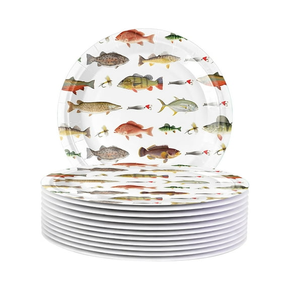 Virelaxpo Fishing Theme Party Decoration Set for Birthday Celebrations, Includes Disposable Plates and Cups, Easy Cleanup for Holiday Gatherings