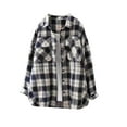 thumbnail image 2 of AUNVITO Women's Checkered Casual Jacket Dual Pockets Long Sleeve Button-Down Collar Polyester Cotton Blend No Hood, 2 of 3