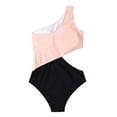 thumbnail image 3 of Inadays Women's One Piece Swimsuits One Shoulder Bathing Suits Asymmetric Swimwear Waist Cutout Monokinis, Pink Black, XL, 3 of 8