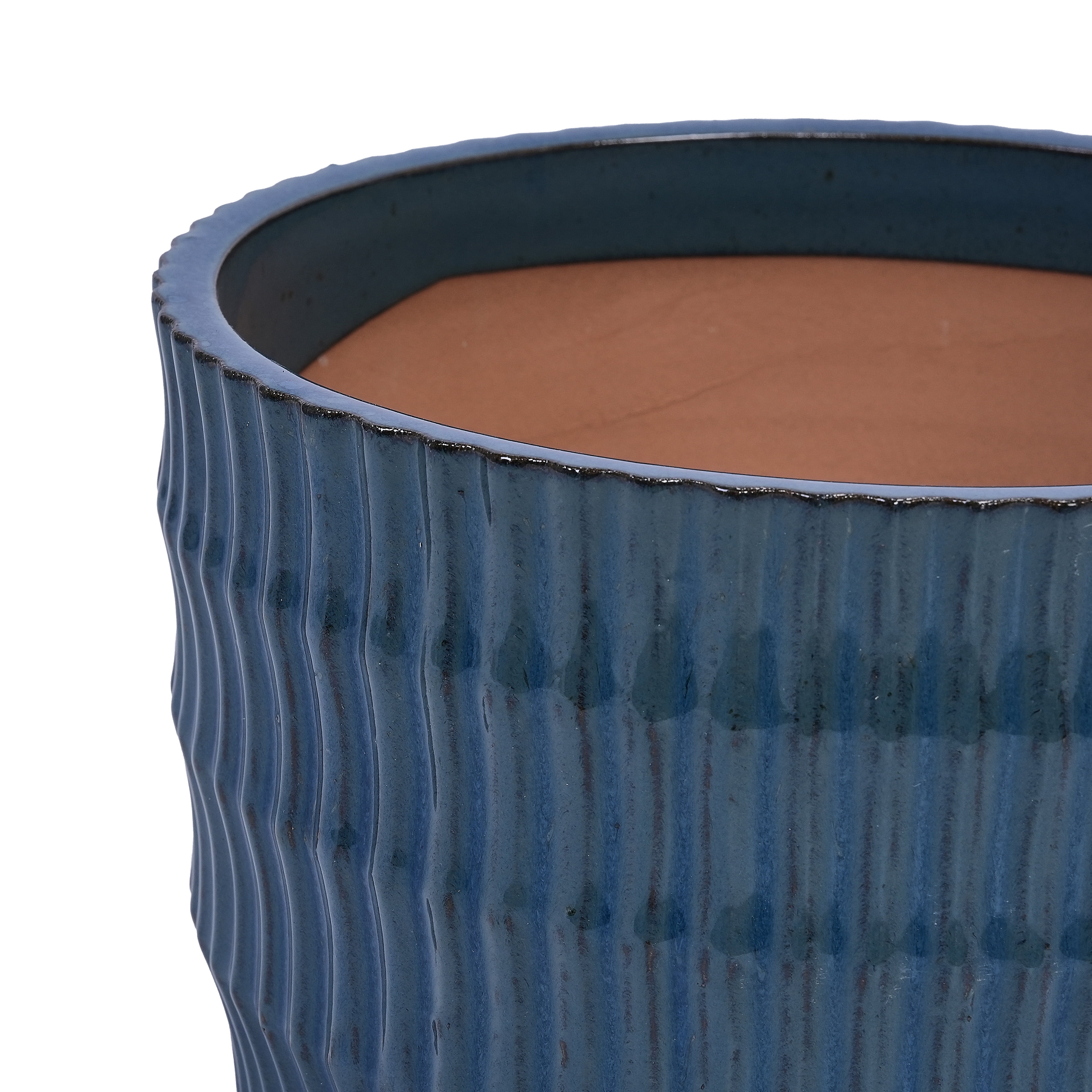 MAYEERTY 4 Pack Ceramic Plant Pots, Planter for Indoor Outdoor Patio, Garden, Blue