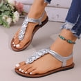 thumbnail image 5 of hoksml Women's Braided Thong Flat Sandals Open Toe Slingback Bohemian Summer Beach Shoes for Ladies, 5 of 9