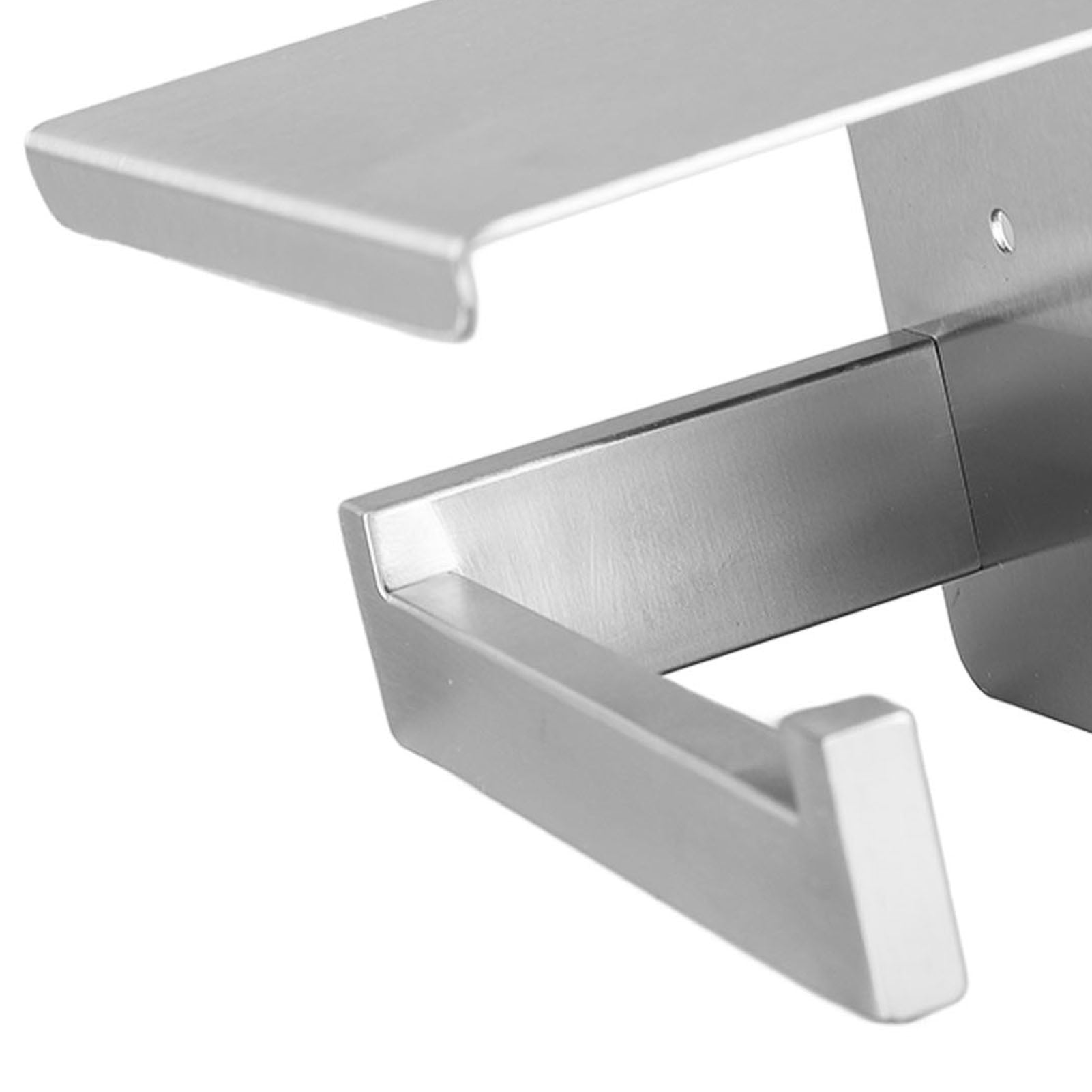 BIMZUC Punch Free Stainless Steel Toilet Paper Holder with Phone Shelf for Bathroom Washroom, Wall Mounted Roll Dispenser, Silver, 5.3 inches / 13.5 cm