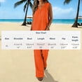 thumbnail image 3 of hoksml Women's Sleeveless Linen Style 2 Piece Sets, Summer Beach Outfits, V-Neck Top and Button Waist Wide Leg Pants, 3 of 9