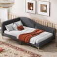 thumbnail image 3 of Twin Size Upholstered Daybed for Kids and Adults, Twin Daybed with Headboard and Armrest, Support Legs,Gray, 3 of 11