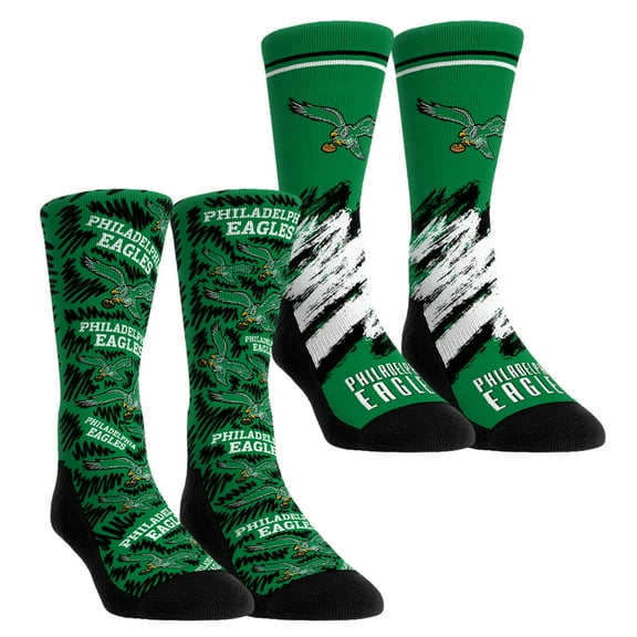 Unisex Rock Em Socks Philadelphia Eagles Throwback Two-Pack Crew Socks Set