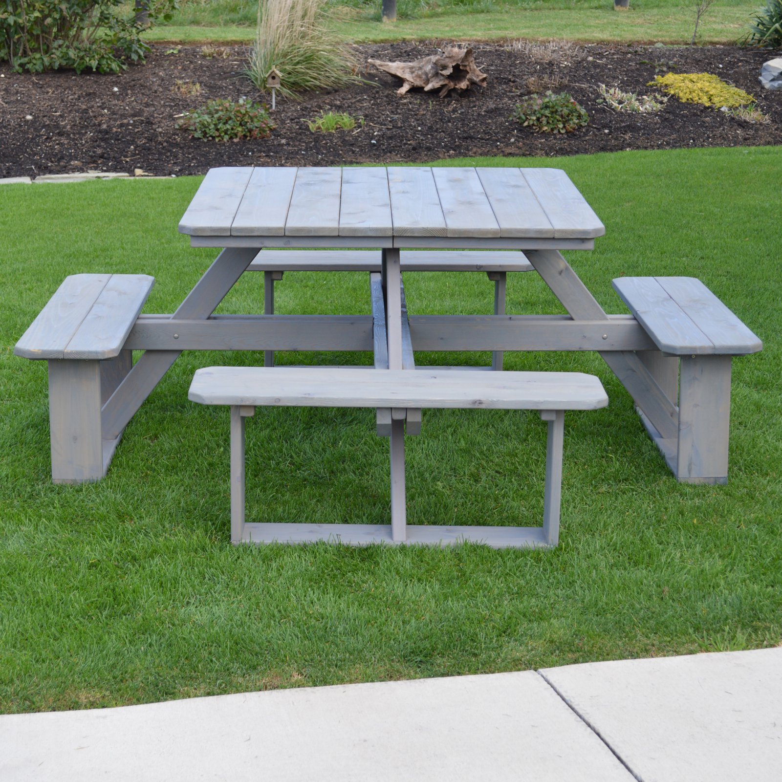 A &amp; L Furniture 44 in. Square Walk-In Wood Picnic Table with Optional Umbrella Hole - image 2 of 2
