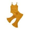 thumbnail image 3 of Franhais Baby Girls Clothing Set, Solid Color Sleeveless Romper + Long Flare Knitted Pants, 3 of 6