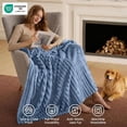 thumbnail image 5 of ROSEKIND Striped Blanket, Premium Faux Fur Touch Ribbed Throw for Sofa and Bed, Cozy Gift for Adults and Friends, 80''x90'', Dusty Ocean, 5 of 6