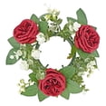 thumbnail image 4 of Anillo de vela, corona Artificial, candelabro de Pilar, guirnalda verde, anillo de vela para decoración de mesa de Festival de puerta Rojo oscuro, 4 of 9