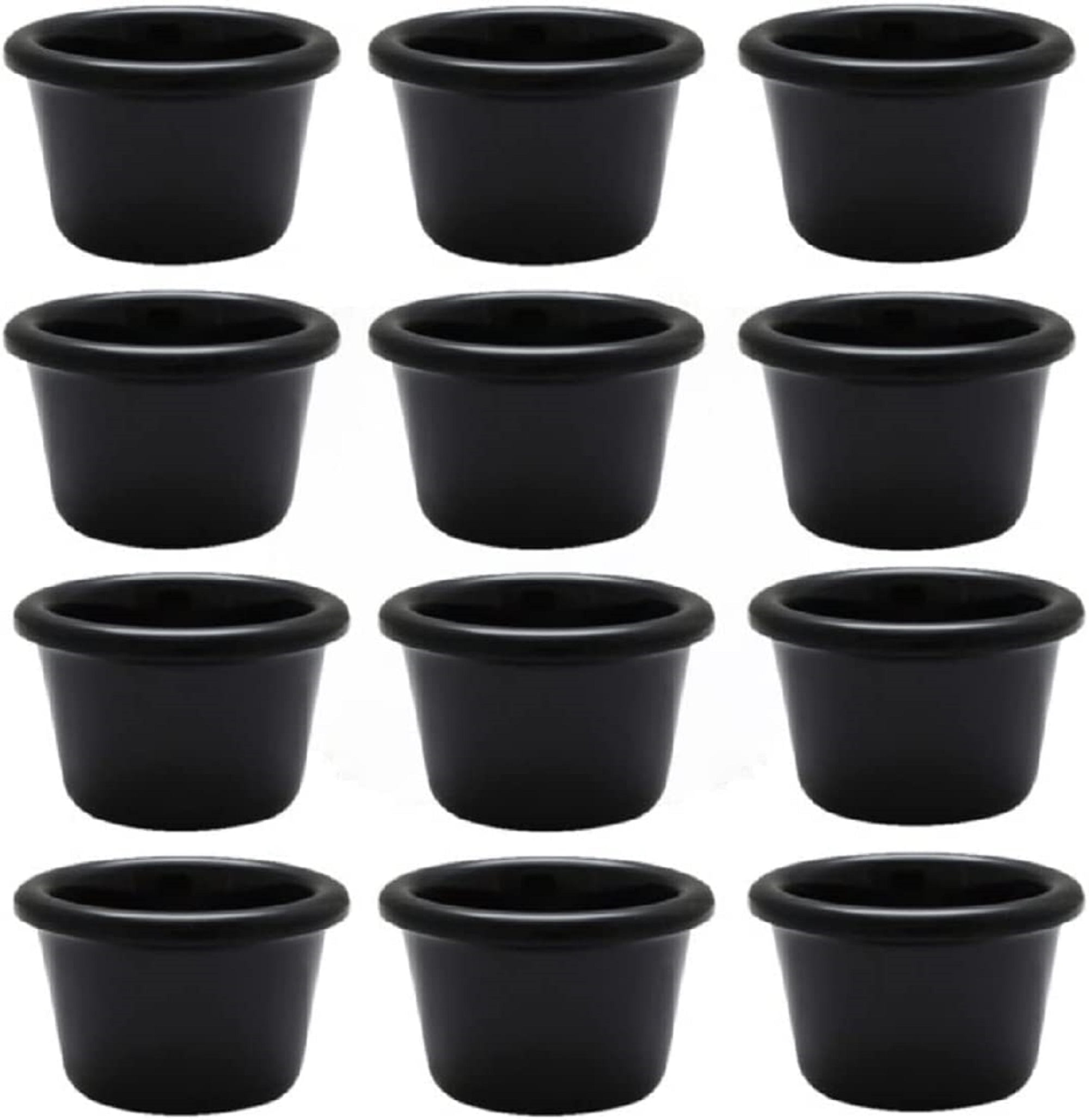 Truecraftware Set of 12 Smooth Ramekin 3 oz. Black Color Melamine Individual Condiments