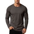 thumbnail image 5 of Daiosportswear Men's Cotton Crewneck T-Shirts Long Sleeve Plain Tee Moisture Wicking Casual Solid Color Tshirts Dark Gray XXXXL, 5 of 8