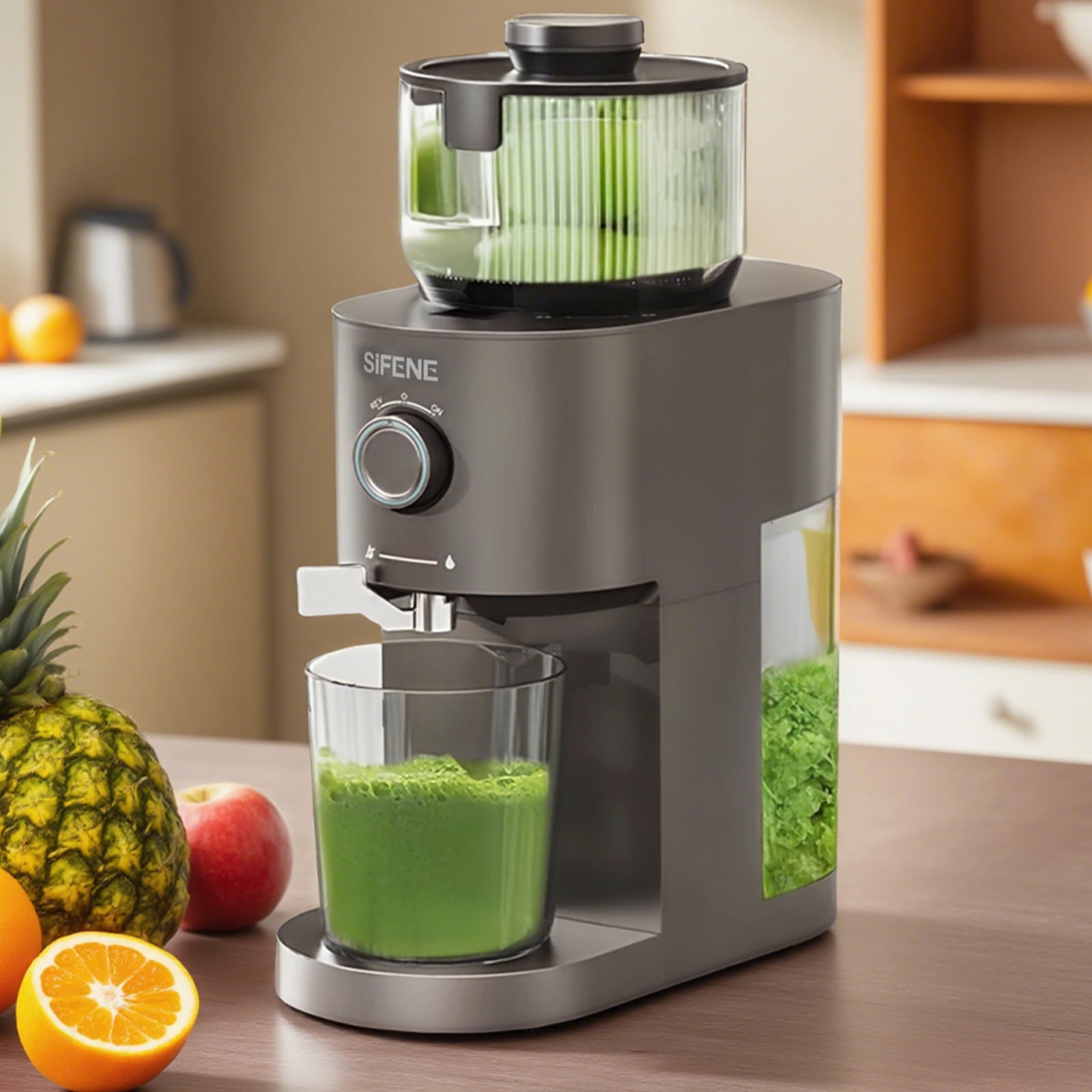 Cold Press Juicer Machine, SIFENE Slow Masticating Juice Extractor with 5.2" Wide Feed Chute (Some Fruits Require Cutting/Pitting), BPA-Free, Quiet Operation, Easy Clean, High Juice Yield, Juicer for