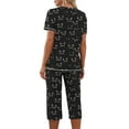thumbnail image 4 of Tnhcen Women's Casual Loose Sleepwear Set - V-Neck Print Short Sleeve Top + Elastic Waist Capri Pants with Side Pockets | S-2XL | Pajamas Set Loungewear, 4 of 6