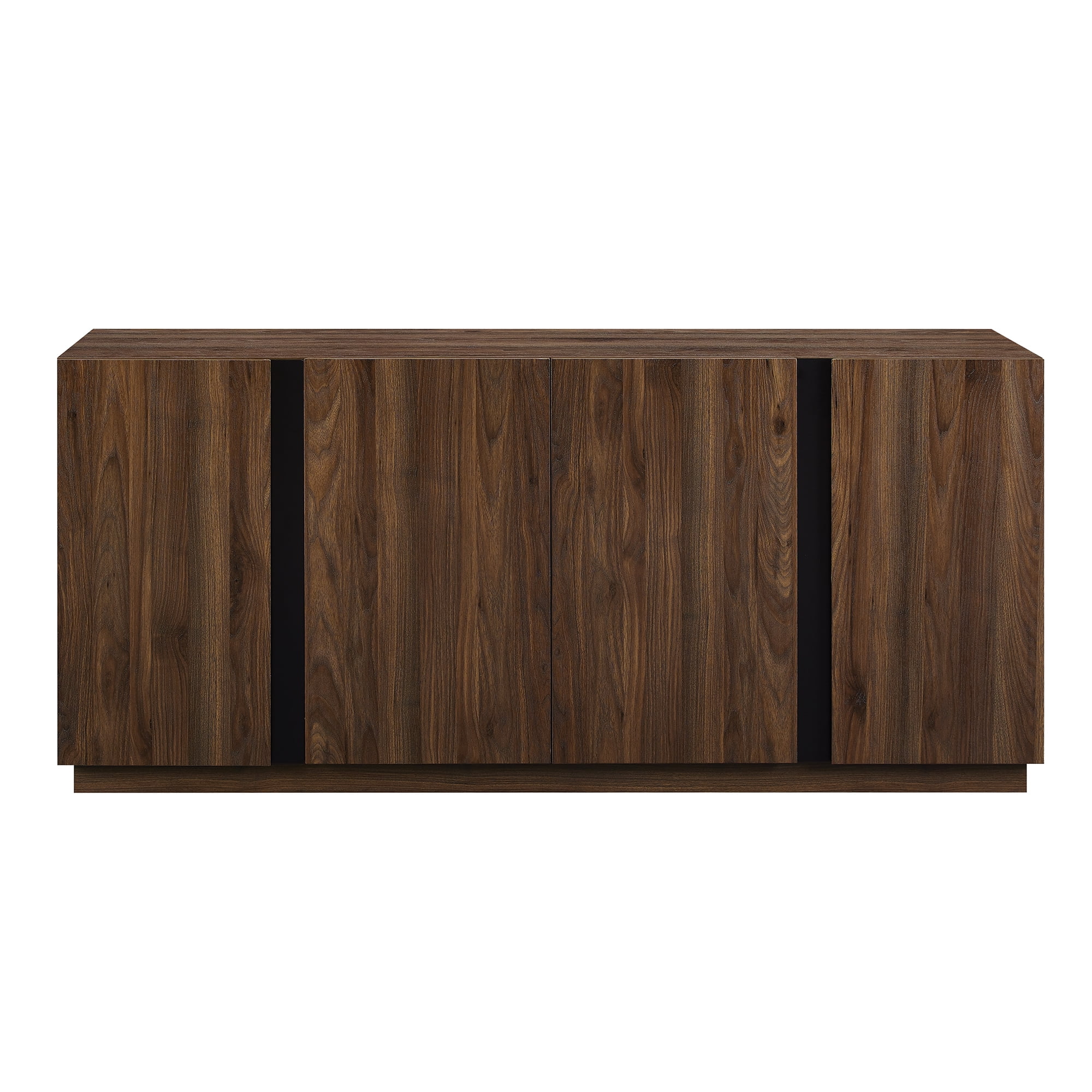Walker Edison Modern 4-Door TV Stand for TVs up to 80”, Dark Walnut