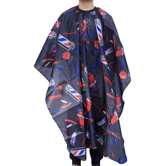 Minkissy Professional Barber Cape Black Easy to Clean Hairdressing Cape Polyester Hair Cutting Cape 1 Piece