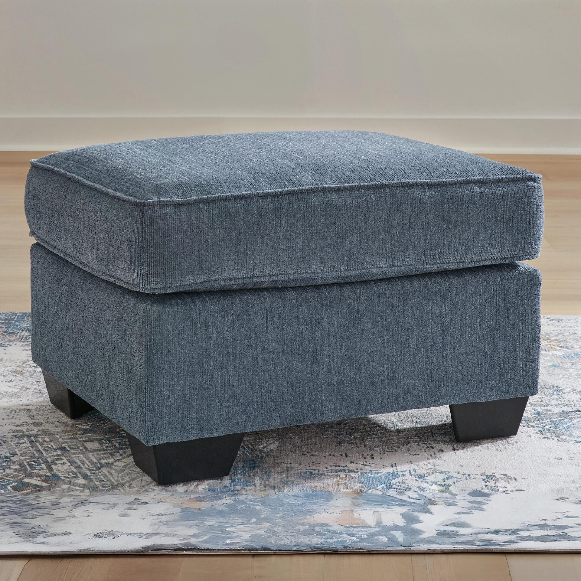 Signature Design by Ashley Contemporary Cashton Ottoman Chenille Blue