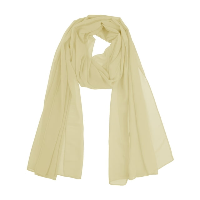 INSPIRAR CHIC Bufanda de Chiffon Sólido para Mujeres Ligera Suave Transparente Larga Chal Bufandas Beige 68.9x29.5 pulgadas