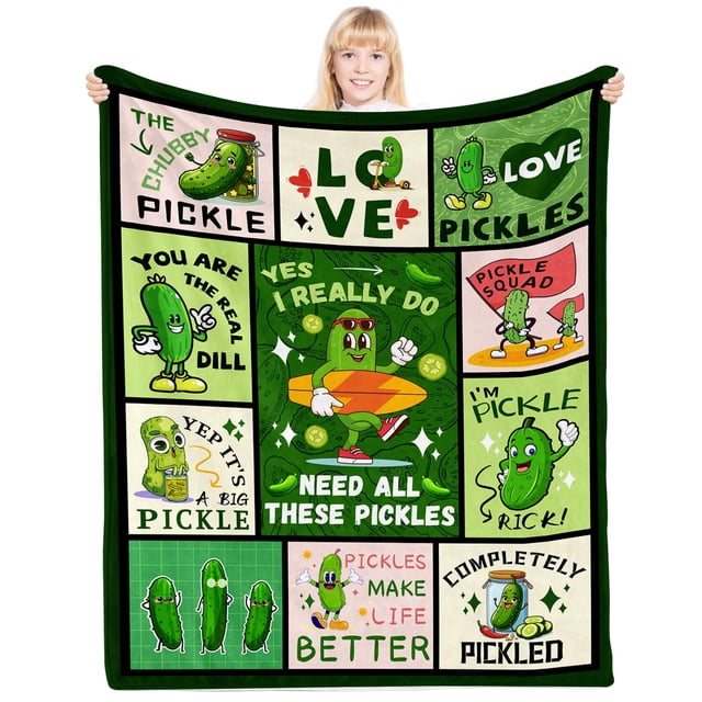 Manta PIUFAM para pepinillos, 102 x 127 cm, regalo para los amantes de los pepinillos