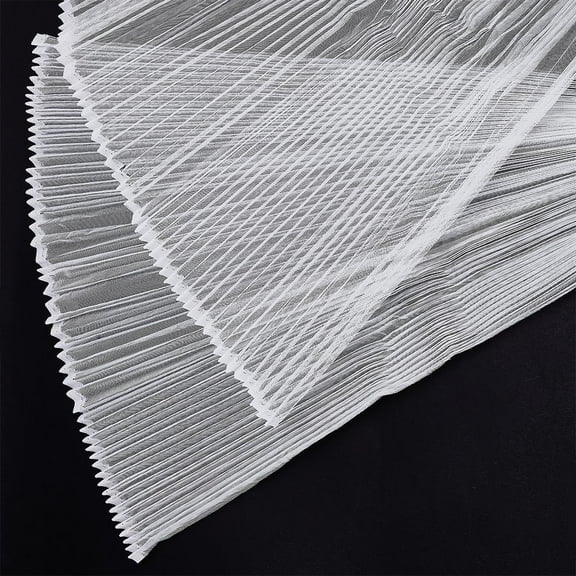 1 Yards Ruffled Lace Trims 57.1" Width Pleated Lace Fabric Trim Organza Chiffon Tulle Border Organza Ruffled Applique Trimming Sewing Craft for DIY Costume Dress Bag Wedding Home Decor White